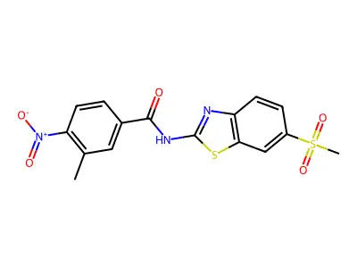 3-methyl-N-(6-methylsulfonyl-1,3-benzothiazol-2-yl)-4-nitrobenzamide structure