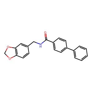 N-(1,3-苯并二氧杂环戊烯-5-基甲基)-4-苯基苯甲酰胺 structure