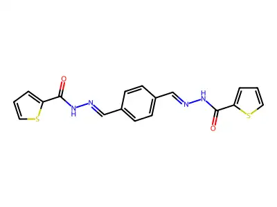 2-Thiophenecarboxylic acid, (1,4-phenylenedimethylidyne)dihydrazide structure