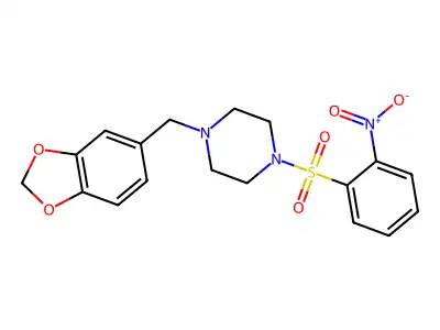 1-(1,3-Benzodioxol-5-ylmethyl)-4-(2-nitrophenyl)sulfonylpiperazine structure