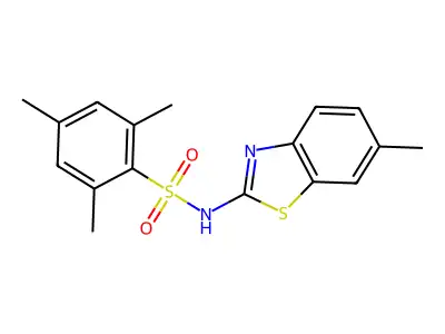 2,4,6-trimethyl-N-(6-methyl-1,3-benzothiazol-2-yl)benzenesulfonamide structure