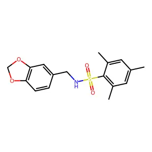N-(1,3-benzodioxol-5-ylmethyl)-2,4,6-trimethylbenzenesulfonamide structure