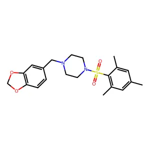 1-[(2H-1,3-benzodioxol-5-yl)methyl]-4-(2,4,6-trimethylbenzenesulfonyl)piperazine structure
