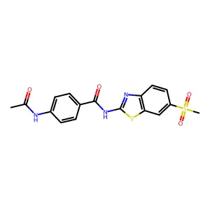 4-(acetylamino)-N-[6-(methylsulfonyl)-1,3-benzothiazol-2-yl]benzamide structure
