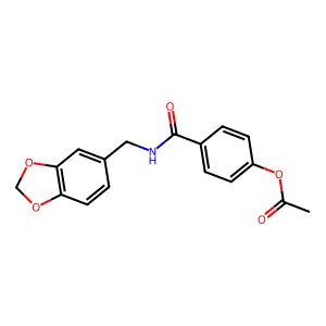 4-{[(1,3-Benzodioxol-5-ylmethyl)amino]carbonyl}phenyl acetate structure