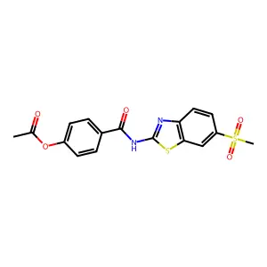 4-{N-[6-(methylsulfonyl)benzothiazol-2-yl]carbamoyl}phenyl acetate structure