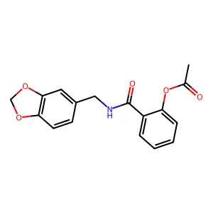 2-[(1,3-Benzodioxol-5-ylmethyl)carbamoyl]phenyl acetate structure