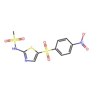 N-[5-(4-nitrophenyl)sulfonyl-1,3-thiazol-2-yl]methanesulfonamide structure