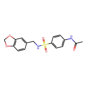 N-{4-[(1,3-benzodioxol-5-ylmethyl)sulfamoyl]phenyl}acetamide structure