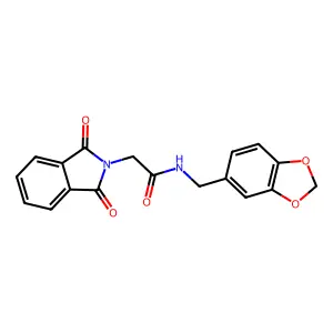 N-(1,3-benzodioxol-5-ylmethyl)-2-(1,3-dioxoisoindol-2-yl)acetamide structure