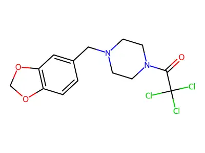 1-[4-(1,3-Benzodioxol-5-ylmethyl)piperazin-1-yl]-2,2,2-trichloroethanone structure