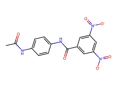 N-[4-(acetylamino)phenyl]-3,5-dinitrobenzamide structure