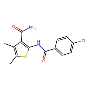 2-(4-Chlorobenzamido)-4,5-dimethylthiophene-3-carboxamide structure