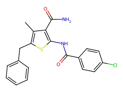 5-Benzyl-2-[(4-chlorobenzoyl)amino]-4-methyl-3-thiophenecarboxamide structure