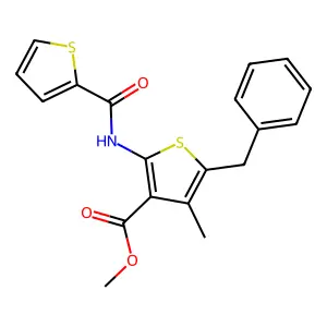 Methyl 5-benzyl-4-methyl-2-[(2-thienylcarbonyl)amino]-3-thiophenecarboxylate structure