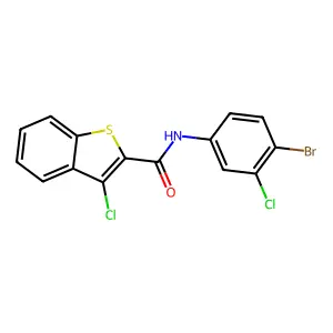 N-(4-bromo-3-chlorophenyl)-3-chloro-1-benzothiophene-2-carboxamide structure