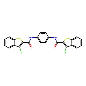 N,N'-1,4-phenylenebis(3-chloro-1-benzo[b]thiophene-2-carboxamide) structure