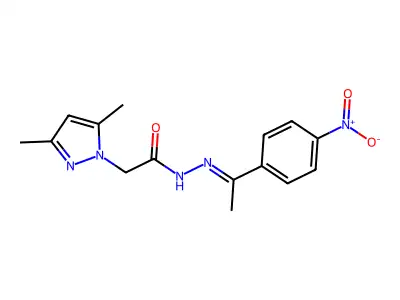 2-(3,5-dimethylpyrazol-1-yl)-N-[(E)-1-(4-nitrophenyl)ethylideneamino]acetamide structure