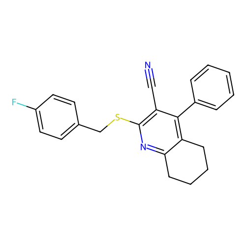 2-[(4-Fluorobenzyl)sulfanyl]-4-phenyl-5,6,7,8-tetrahydro-3-quinolinecarbonitrile structure