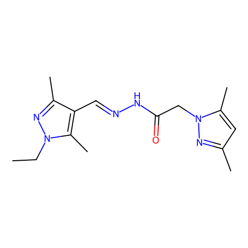 (3,5-Dimethyl-pyrazol-1-yl)-acetic acid [1-(1-ethyl-3,5-dimethyl-1H-pyrazol-4-yl)-meth-(E)-ylidene]-hydrazide structure