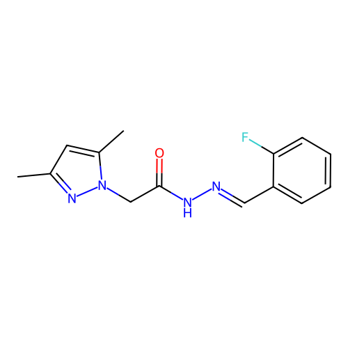 (E)-2-(3,5-dimethyl-1H-pyrazol-1-yl)-N'-(2-fluorobenzylidene)acetohydrazide structure
