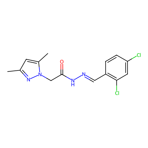 (E)-N'-(2,4-dichlorobenzylidene)-2-(3,5-dimethyl-1H-pyrazol-1-yl)acetohydrazide structure
