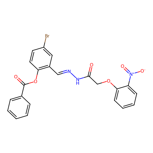4-Bromo-2-(2-((2-nitrophenoxy)acetyl)carbohydrazonoyl)phenyl benzoate structure