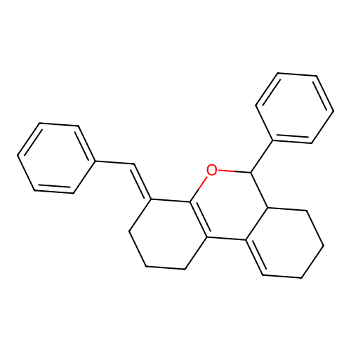 (4E)-4-benzylidene-6-phenyl-2,3,4,6,6a,7,8,9-octahydro-1H-benzo[c]chromene structure