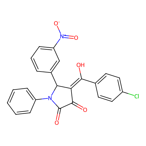 4-[(4-chlorophenyl)-hydroxy-methylidene]-5-(3-nitrophenyl)-1-phenyl-pyrrolidine-2,3-dione structure
