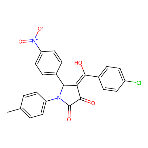 (4E)-4-[(4-chlorophenyl)(hydroxy)methylidene]-1-(4-methylphenyl)-5-(4-nitrophenyl)pyrrolidine-2,3-dione structure