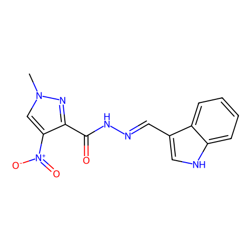 N'-[(1H-Indol-3-yl)methylidene]-1-methyl-4-nitro-1H-pyrazole-3-carbohydrazide structure