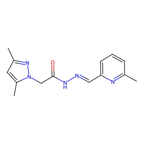 (E)-2-(3,5-dimethyl-1H-pyrazol-1-yl)-N'-((6-methylpyridin-2-yl)methylene)acetohydrazide structure