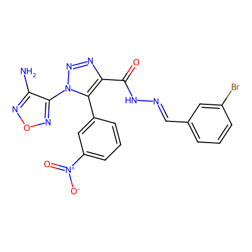1-(4-amino-1,2,5-oxadiazol-3-yl)-N'-(3-bromobenzylidene)-5-{3-nitrophenyl}-1H-1,2,3-triazole-4-carbohydrazide structure