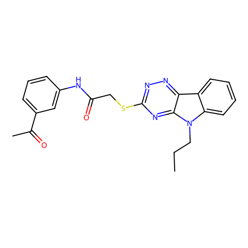 N-(3-acetylphenyl)-2-[(5-propyl-[1,2,4]triazino[5,6-b]indol-3-yl)sulfanyl]acetamide structure