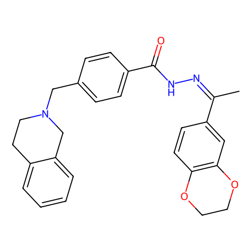 (Z)-N'-(1-(2,3-dihydrobenzo[b][1,4]dioxin-6-yl)ethylidene)-4-((3,4-dihydroisoquinolin-2(1H)-yl)methyl)benzohydrazide structure