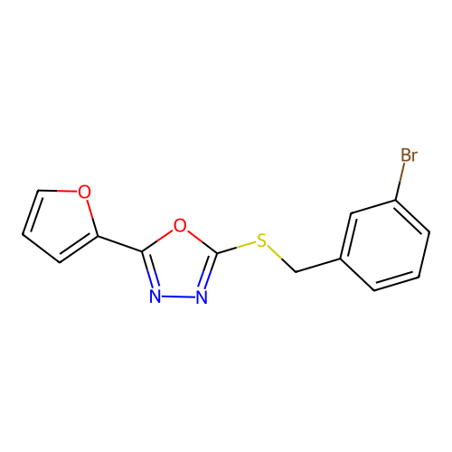 2-(3-Bromo-benzylsulfanyl)-5-furan-2-yl-[1,3,4]oxadiazole structure
