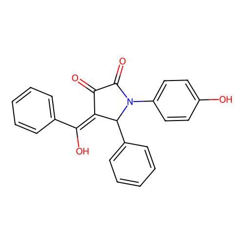 (4E)-1-(4-hydroxyphenyl)-4-[hydroxy(phenyl)methylidene]-5-phenylpyrrolidine-2,3-dione structure