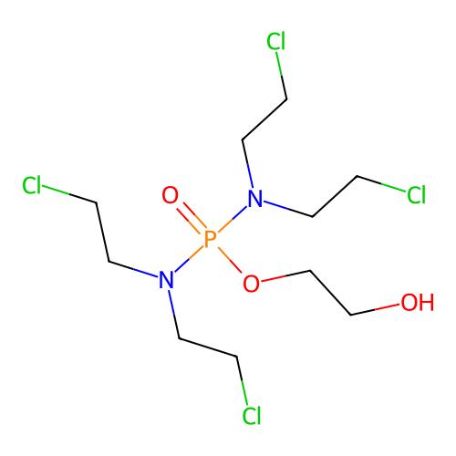 2-Hydroxyethyl n,n,n',n'-tetrakis(2-chloroethyl)phosphorodiamidate structure