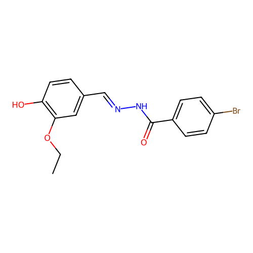 4-bromo-N-[(3-ethoxy-4-hydroxyphenyl)methylideneamino]benzamide structure