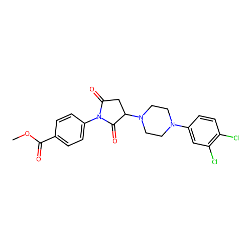 methyl 4-{3-[4-(3,4-dichlorophenyl)piperazin-1-yl]-2,5-dioxopyrrolidin-1-yl}benzoate structure