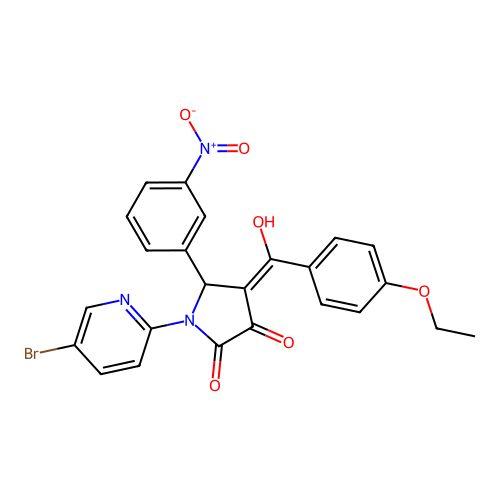 (4E)-1-(5-bromopyridin-2-yl)-4-[(4-ethoxyphenyl)(hydroxy)methylidene]-5-(3-nitrophenyl)pyrrolidine-2,3-dione structure