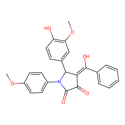 (4E)-5-(4-hydroxy-3-methoxyphenyl)-4-[hydroxy(phenyl)methylidene]-1-(4-methoxyphenyl)pyrrolidine-2,3-dione structure