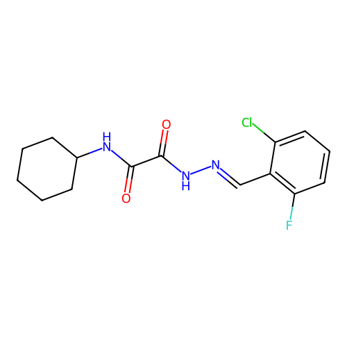 2-[2-(2-chloro-6-fluorobenzylidene)hydrazino]-N-cyclohexyl-2-oxoacetamide structure