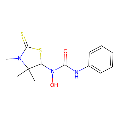 1-Hydroxy-3-phenyl-1-(3,4,4-trimethyl-2-sulfanylidene-1,3-thiazolidin-5-yl)urea structure