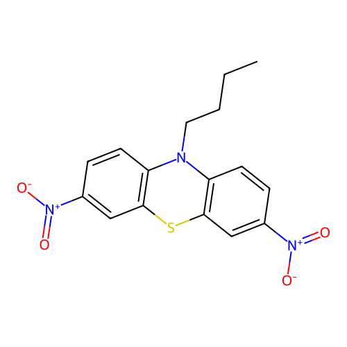 10-Butyl-3,7-dinitrophenothiazine structure