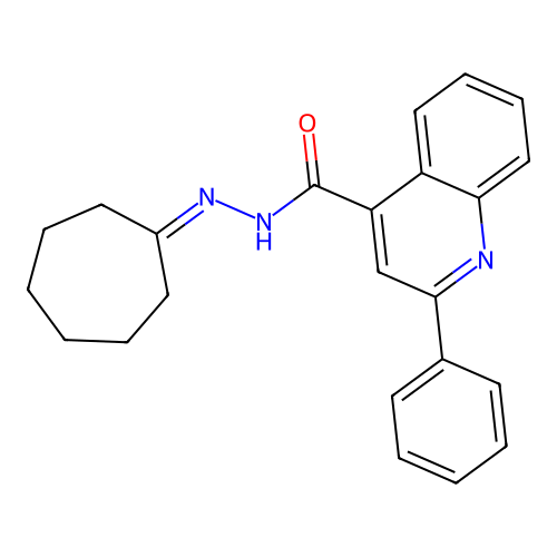 N'-cycloheptylidene-2-phenyl-4-quinolinecarbohydrazide structure