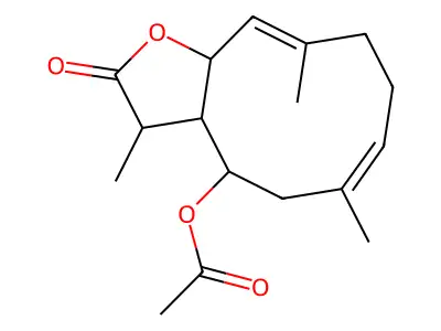 [(6Z,10E)-3,6,10-trimethyl-2-oxo-3a,4,5,8,9,11a-hexahydro-3H-cyclodeca[b]furan-4-yl] acetate structure