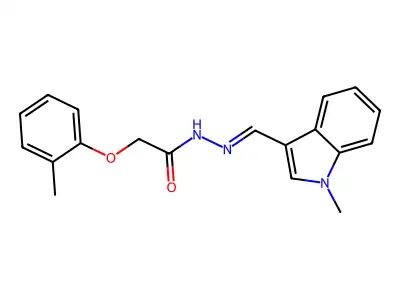 N-[(E)-(1-methylindol-3-yl)methylideneamino]-2-(2-methylphenoxy)acetamide structure