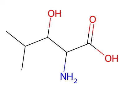 (2R,3S)-2-amino-3-hydroxy-4-methylpentanoic acid structure