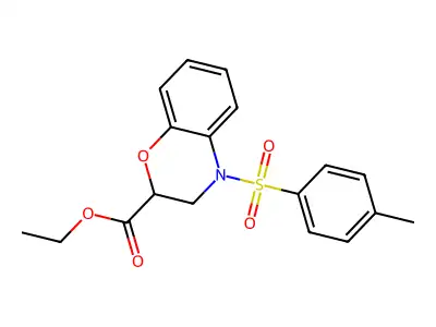 Ethyl 4-tosyl-3,4-dihydro-2H-benzo[b][1,4]oxazine-2-carboxylate structure